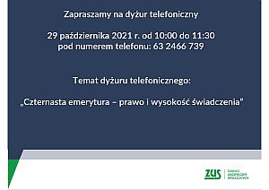ZUS - dyżur telefoniczny 29.10.2021