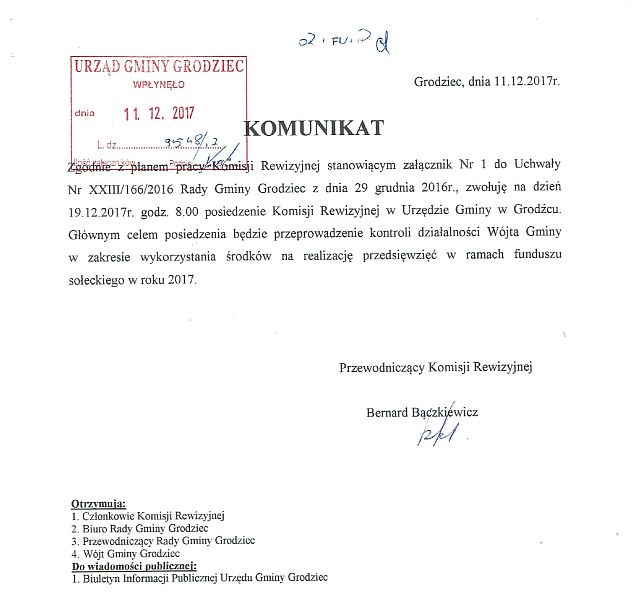 Komunikat Komisji Rewizyjnej maly