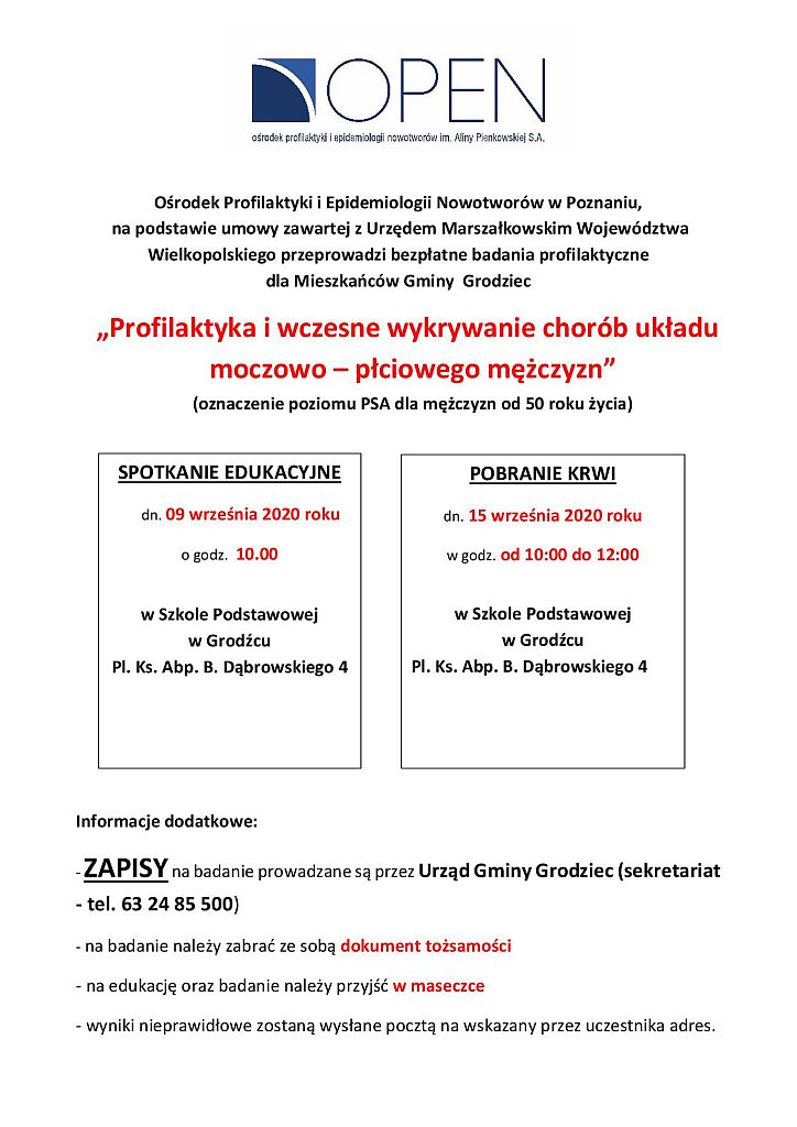 Ulotka - „Profilaktyka i wczesne wykrywanie chorób układu moczowo – płciowego mężczyzn”