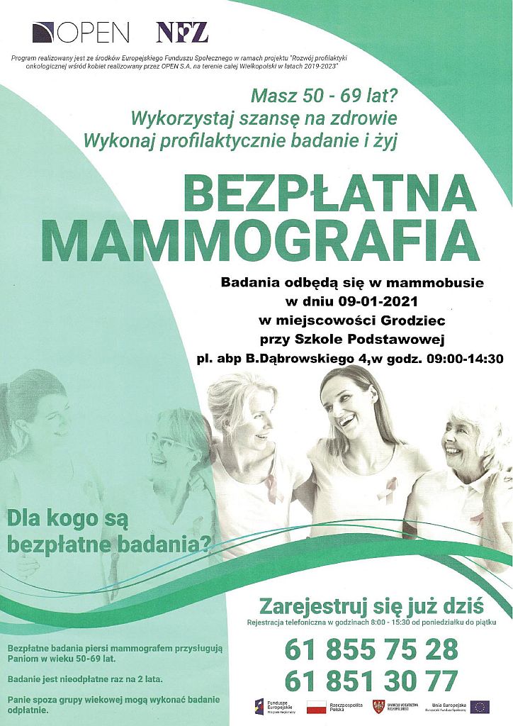 Bezpłatna mammografia - plakat