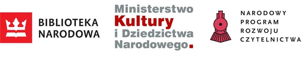 Logo Ministra Kultury, Dziedzictwa Narodowego i Sportu w ramach Narodowego Programu Rozwoju Czytelnictwa