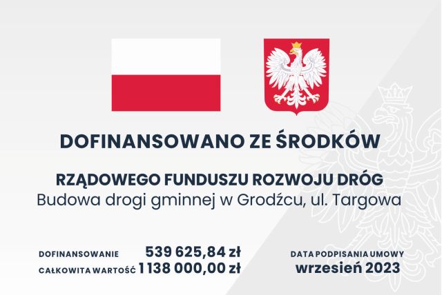 Rządowy Fundusz Rozwoju Dróg 2023 - tablica informacyjna