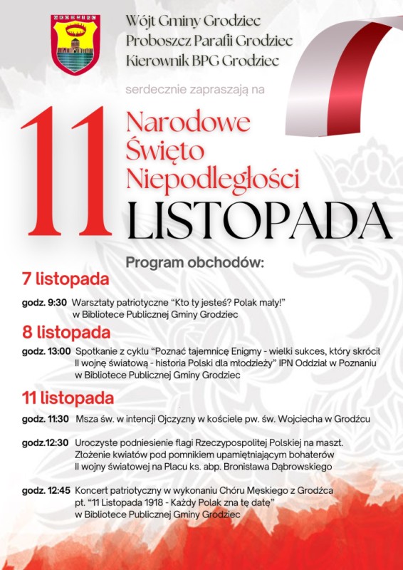Obchody Narodowego Święta Niepodległości - 11 listopada 2024 - plakat
