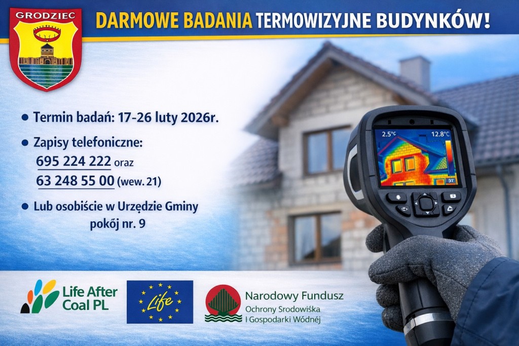 Bezpłatne badania budynków kamerą termowizyjną - plakat