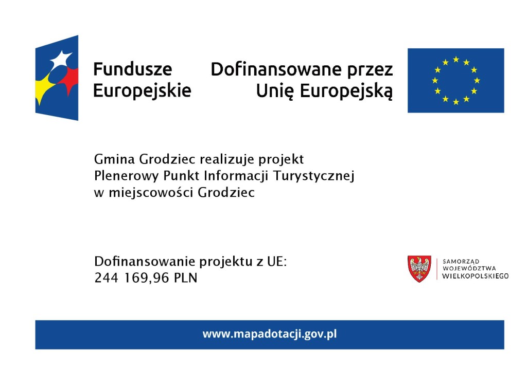Podpisano umowę na realizację Plenerowego Punktu Informacji Turystycznej w Grodźcu - tablica