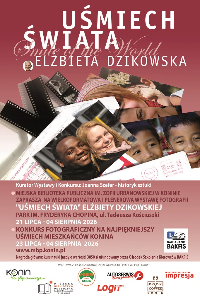 Plakat wystawa USMIECH SWIATA E Dzikowskiej KONIN 002