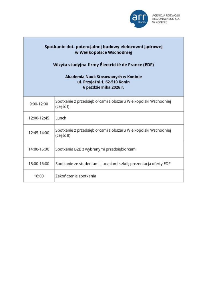 Wizyta EDF (atom) - agenda